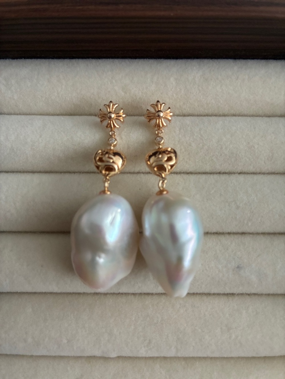 Floral Baroque Pearl Drop Earrings